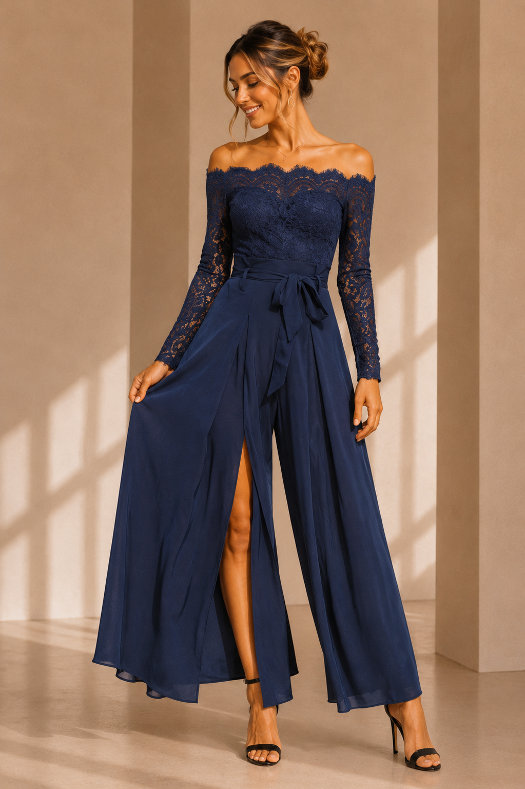 Anneliese Lace Chiffon Jumpsuit