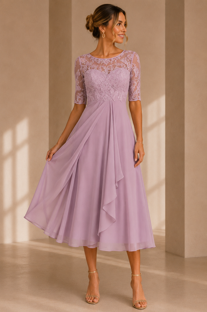 Klara Lace Chiffon Midi Dress