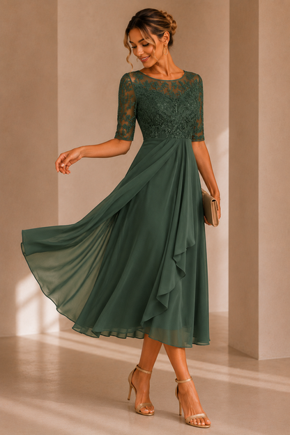 Klara Lace Chiffon Midi Dress
