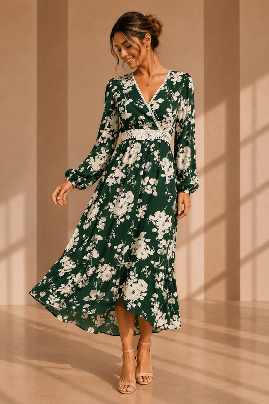 Mila Floral Lace Midi Dress
